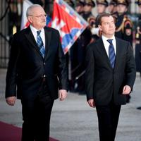 Ivan Gašparovič a ruský prezident Dmitrij Medvedev