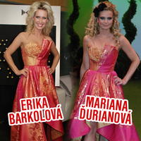 Erika Barkolová v rovnakých šatách ako Marianna Ďurianová.