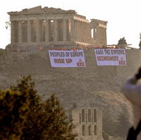 Protesty gréckych komunistov.