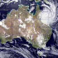 Cyklón Yasi pri pobreží Queenslandu