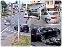 Zbesilé preteky ulicami mesta na šokujúcom VIDEU: Zrazený motorkár a nabúrané štyri autá! TOTO vyjde šoférov BMW draho