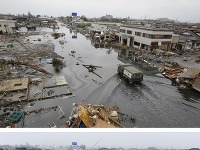 Kombinácia fotiek nasnímaných v priebehu 6 mesiacov po katastrofe v Japonsku.