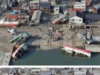 Kombinácia fotiek nasnímaných v priebehu 6 mesiacov po katastrofe v Japonsku.