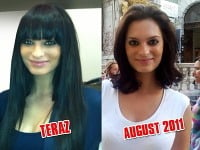 Veronika Husárová bola pred pol rokom krátkovlasá (vpravo). Momentálne má výraznú ofinu a dlhú hrivu.