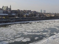 Ľadové kryhy na poľskej rieke Visla