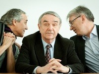 Spisovateľ Peter Juščák, historik Milan Zemko a herec Ján Greššo Spisovateľ Peter Juščák, historik Milan Zemko a herec Ján Greššo