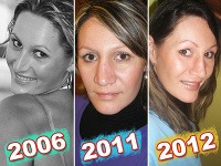 Zľava: Katarína v roku 2006, kedy mala ešte svoj nos. Na fotografii z 2011 je po niekoľkých zlomeninách nosa. Záber zo súčasnosti je oproti minulému roku výrazným krokom vpred.