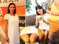 Herečku Zuzanu Kanócz zradili krátke šaty. Keď sa podpisovala fanúšičke, spod sukne jej trčali nohavičky. 