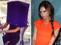 Takto si Victoria Beckham kompenzuje nedostatok spánku - veľkou taškou na hlave.