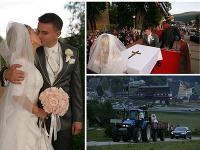 Braňo Záhradník a Danka Schultzová sú už manželia. Z kostola sa odviezli skutočne netradične - traktorom. 