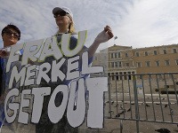 Protesty proti kancelárke Merkelovej v gréckych Aténach