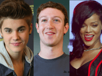 Justin Bieber, Mark Zuckerberg a Rihanna