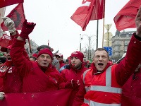 Protest európskych odborárov pred sídlom EÚ: Menej úspor a viac práce