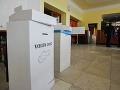Pohľad do volebnej miestnosti počas príprav na voľby poslancov a predsedov do orgánov samosprávnych krajov - vyšších územných celkov (VÚC), Stará Turá