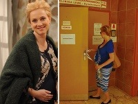 Monika Hilmerová sa pýšila rastúcim bruškom aj v seriáli Búrlivé víno (vľavo). V piatok dopoludnia sme ju stretli v petržalskej pôrodnici. 