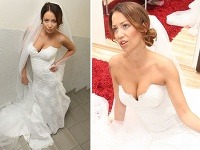 Agáta Hanychová si tentoraz vybrala svadobné šaty, v ktorých vyniknú jej prsia. 