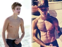 Justin Bieber ešte minulý rok pripomínal dieťa, no dnes sa pýši vyrysovaným svalstvom.