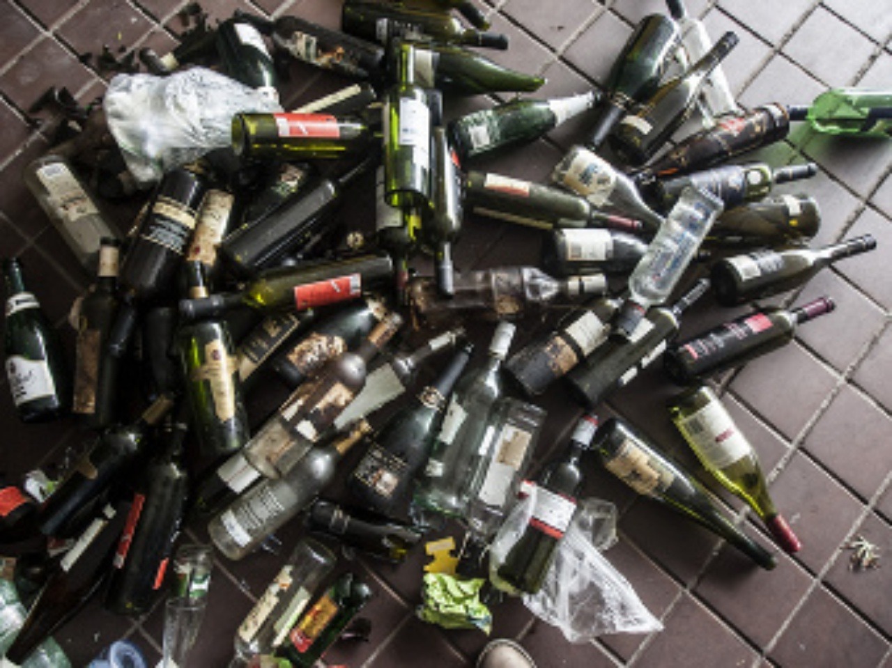 V odpadovom kontajneri pod budovou Národnej rady SR poslanci za OĽaNO objavili viac ako stovku prázdnych fliaš od alkoholu.