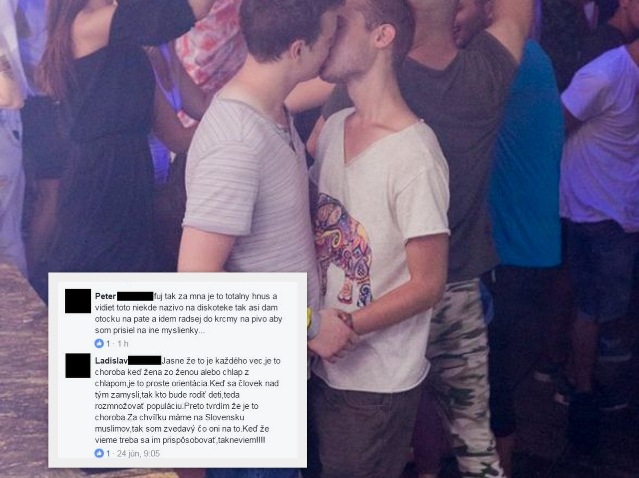 Na bozkávajúcich chlapcoch si zgustlo niekoľko homofóbov 