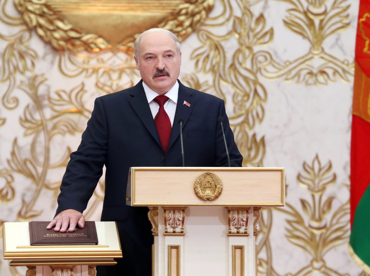 Na snímke Alexandr Lukašenko.