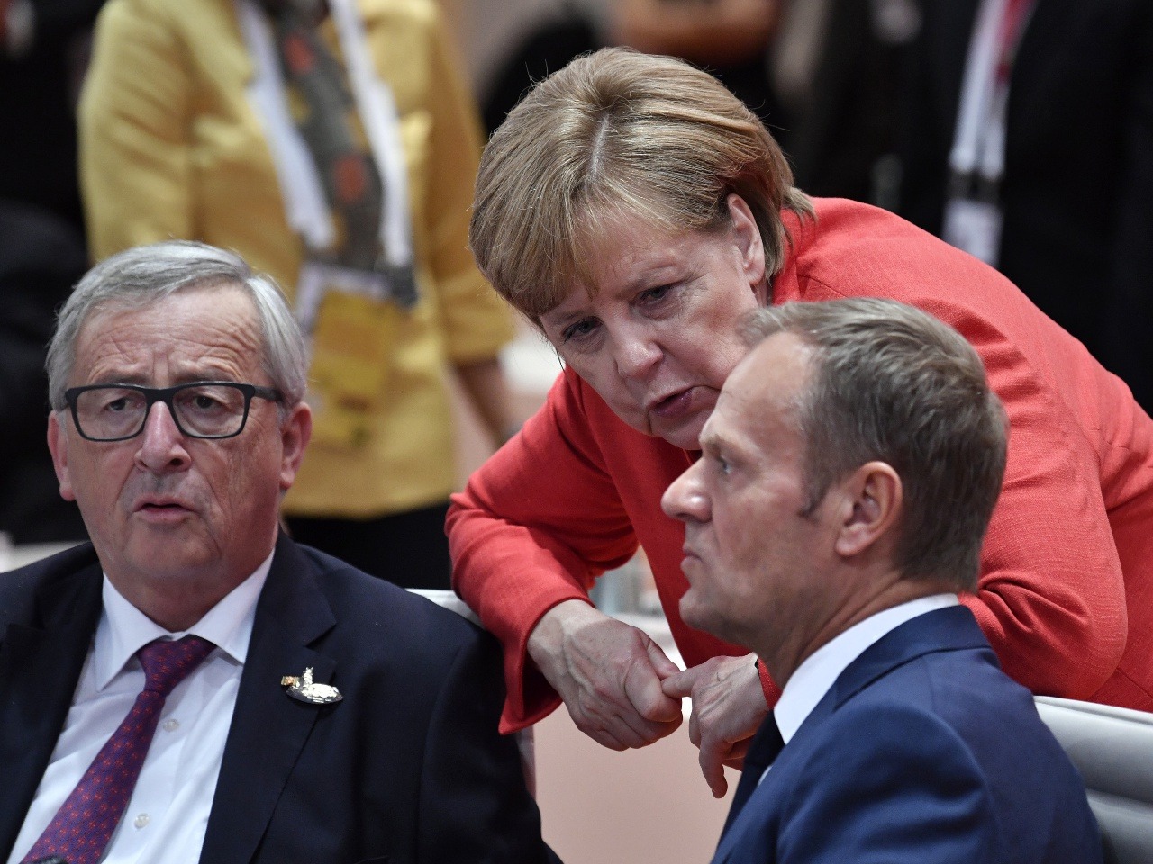Jean-Claude Juncker, Angela Merkelová a Donald Tusk
