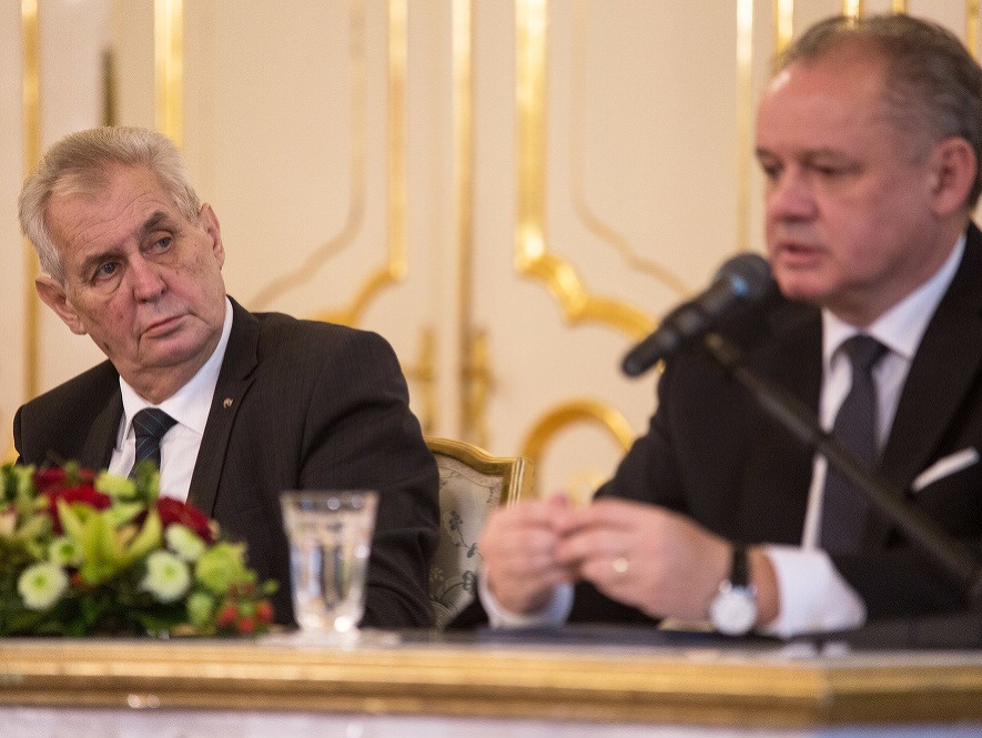 Miloš Zeman a Andrej Kiska počas oficiálnej návštevy českého prezidenta.