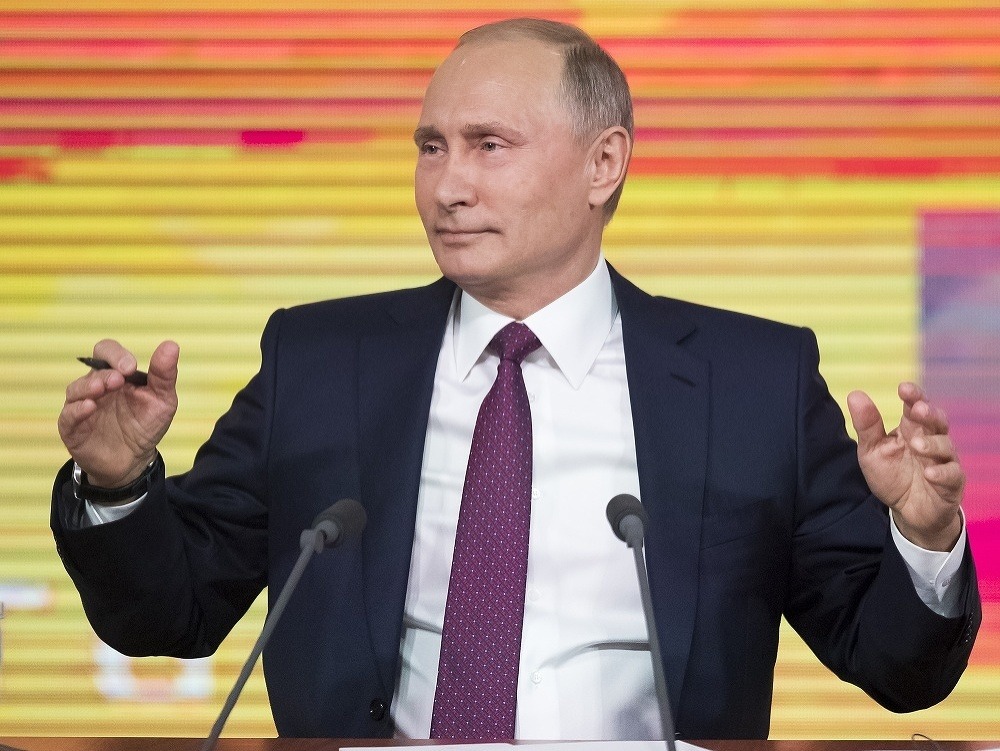 Ruský prezident Vladimir Putin počas výročnej tlačovej konferencie v Moskve 14. decembra 2017.