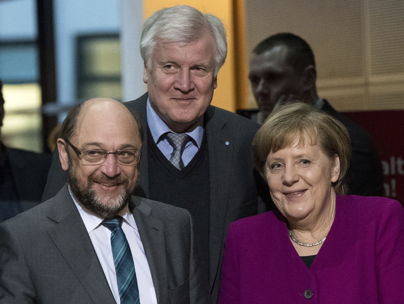 Angela Merkelová, Martin Schulz a Horst Seehofer