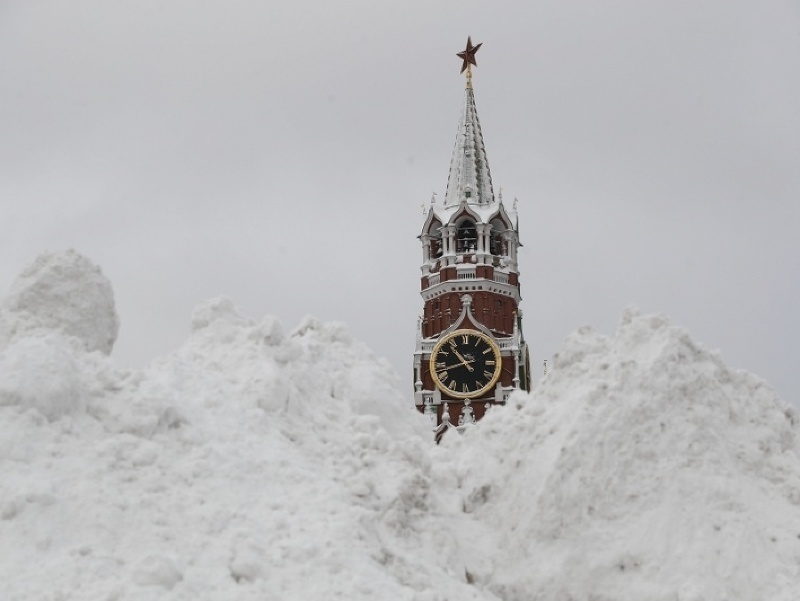 Husté sneženie v Moskve.