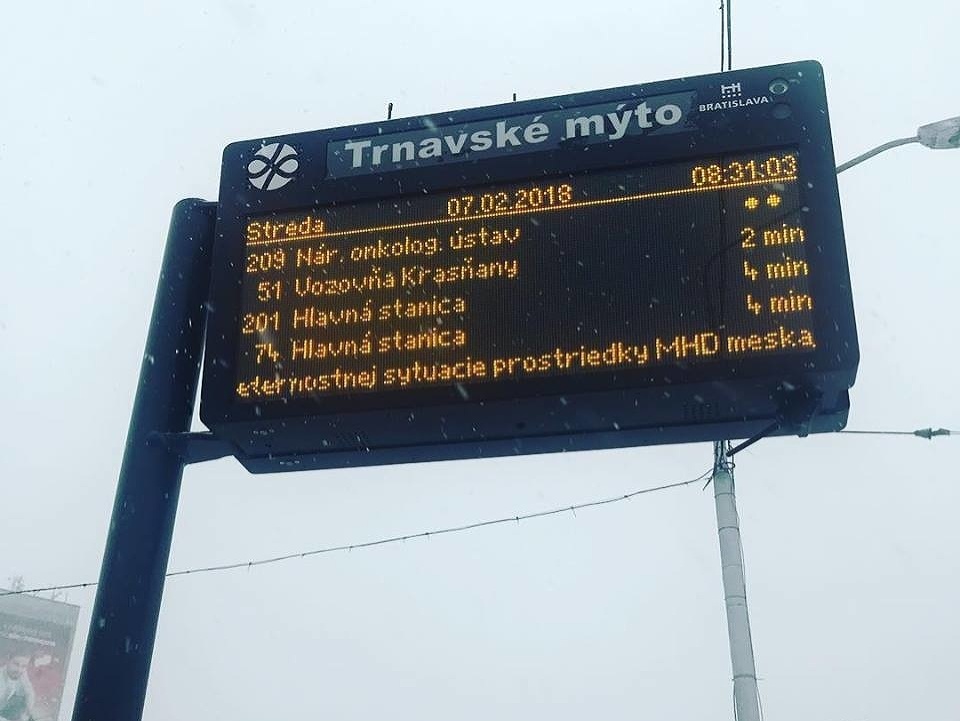Sytuácia na bratislavských cestách.