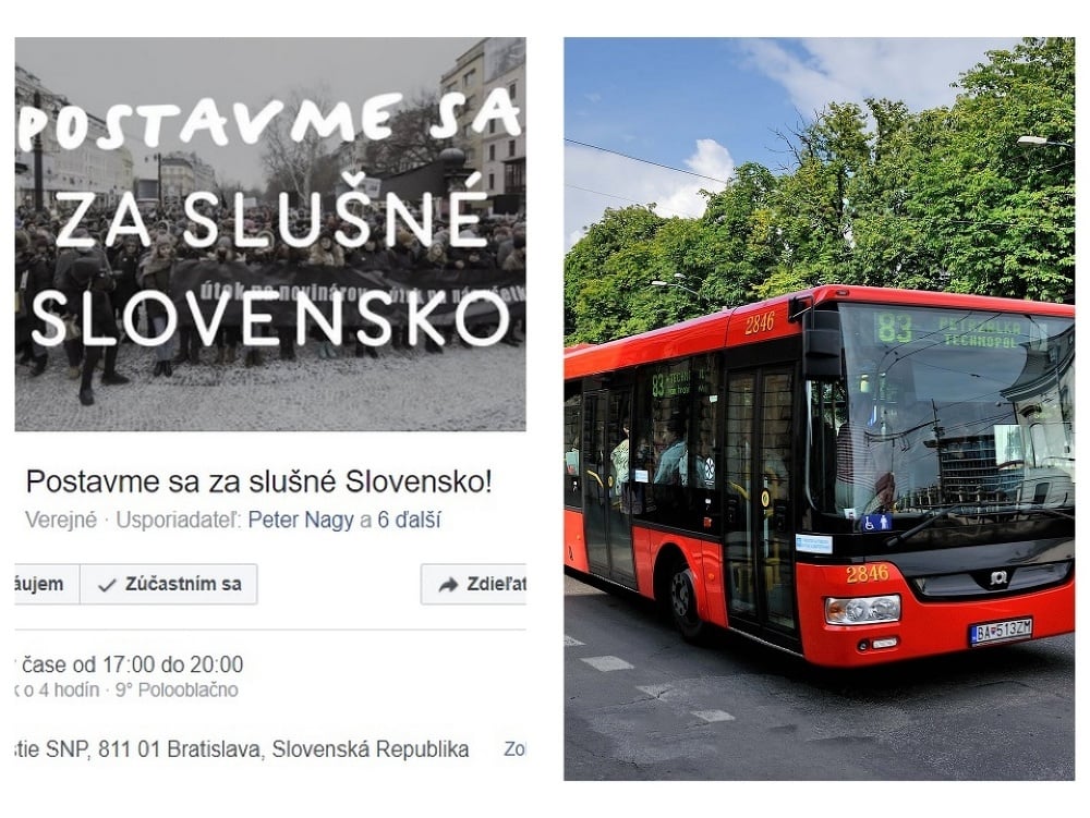 Prinášame vám informácie o odklone mestskej hromadnej dopravy počas dnešného zhromaždenia Za slušné Slovensko 
