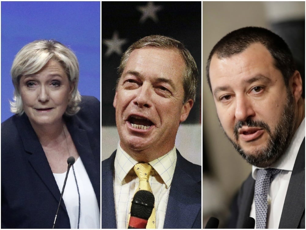 Marine Le Penová, Nigel Farage, Matteo Salvini