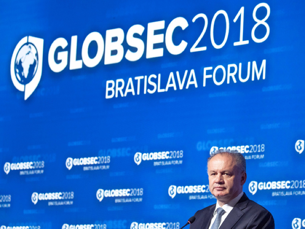 Prezident Andrej Kiska počas otvorenia konferencie GLOBSEC. 