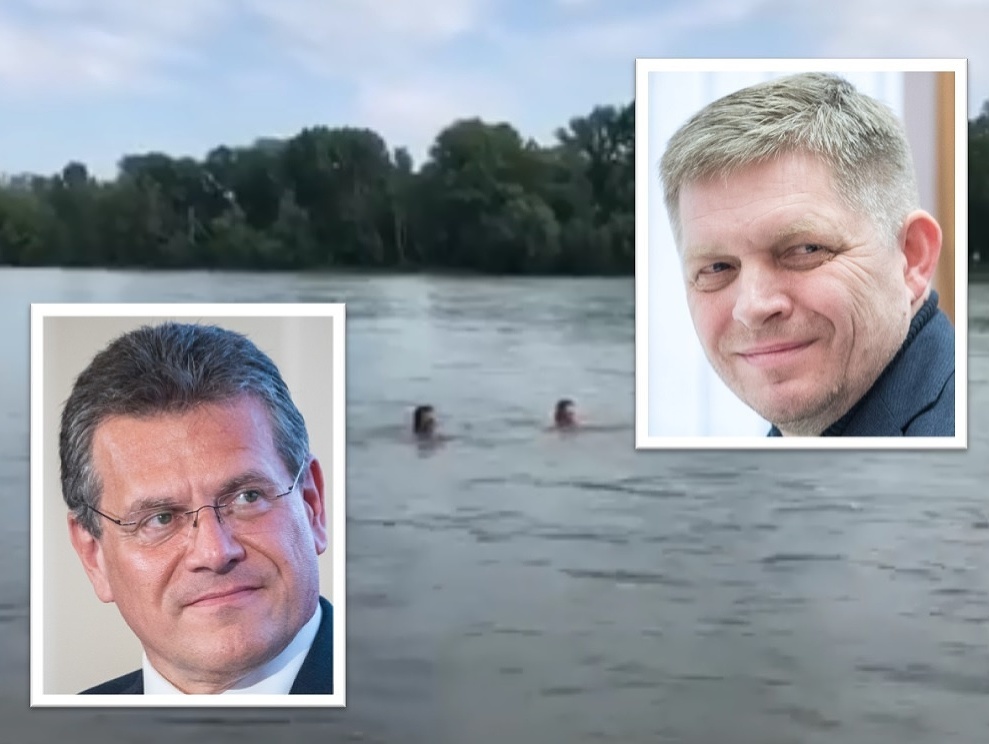 Robert Fico si zaplával v Dunaji s Marošom Šefčovičom