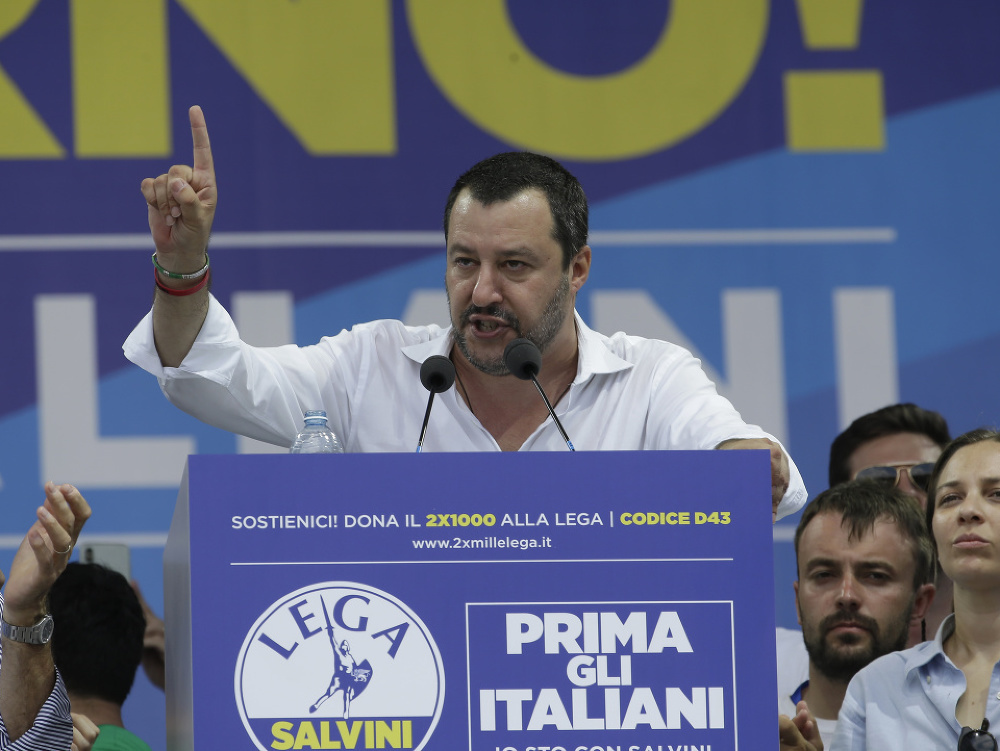 Predseda talianskej koaličnej strany Liga Severu (LN) Matteo Salvini.