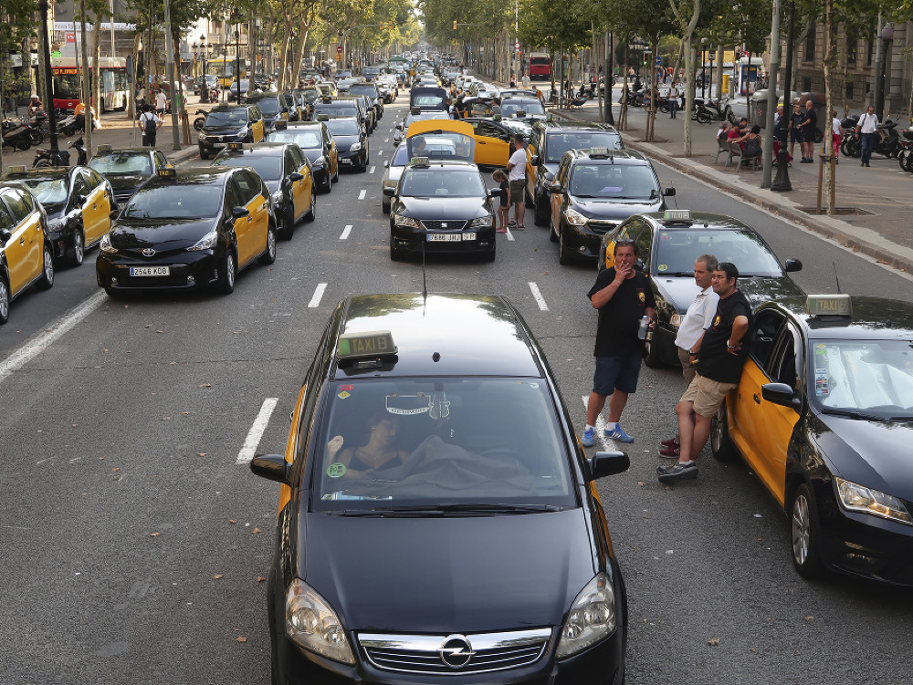 Štrajk taxikárov v Barcelone.