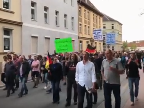 Protest v nemeckom meste Köthen.