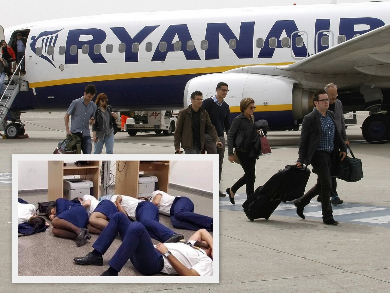 Posádka Ryanairu musela spať na zemi v kancelárii na španielskom letisku.  