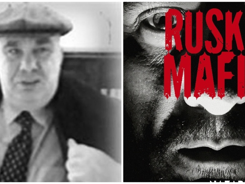 vľavo údajný hlavný boss ruskej mafie Semion Mogilevič, vpravo obálka novej knihy o ruskej mafii