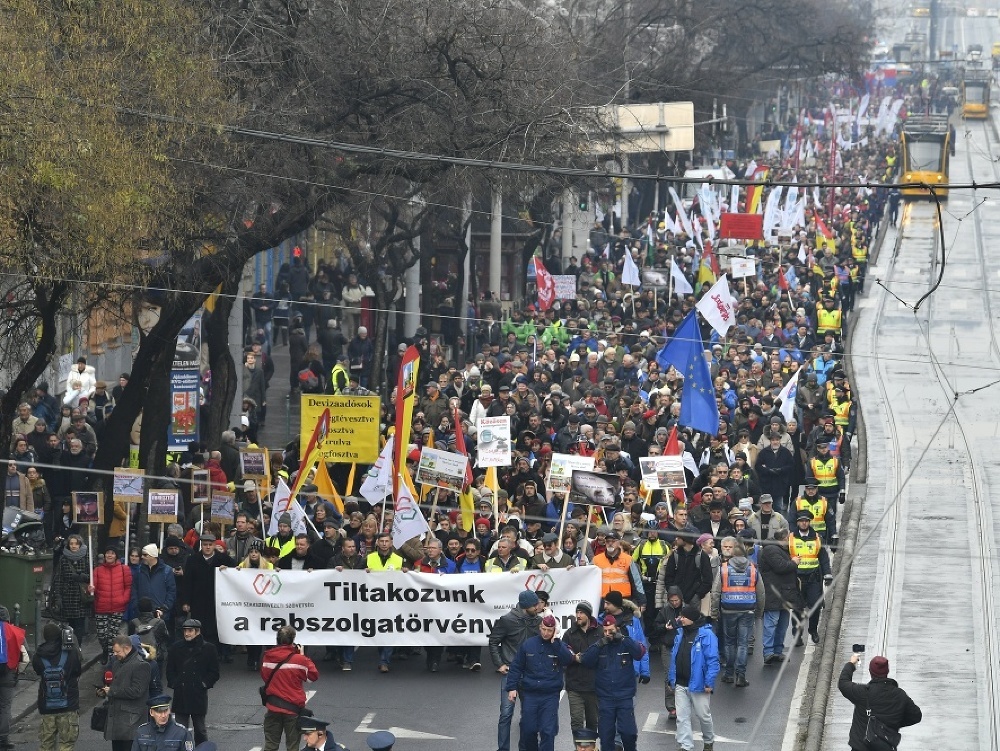 Protesty v Budapešti. 