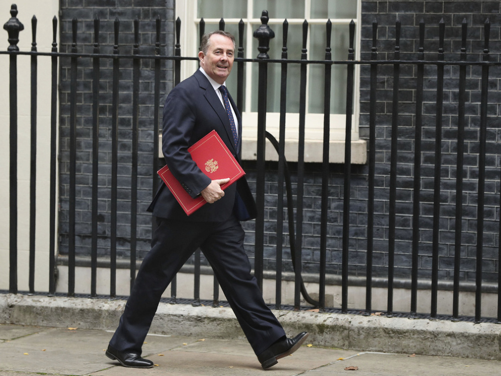 Na fotke je britský minister zahraničného obchodu Liam Fox.