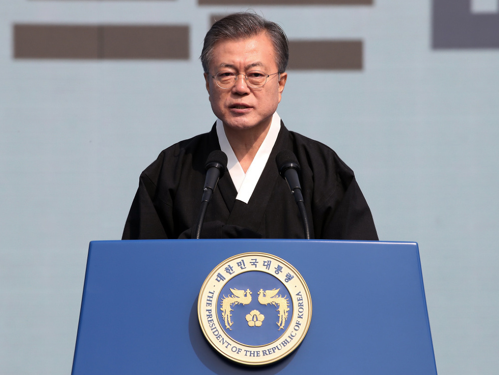 Juhokórejský prezident Mun Če-in. 