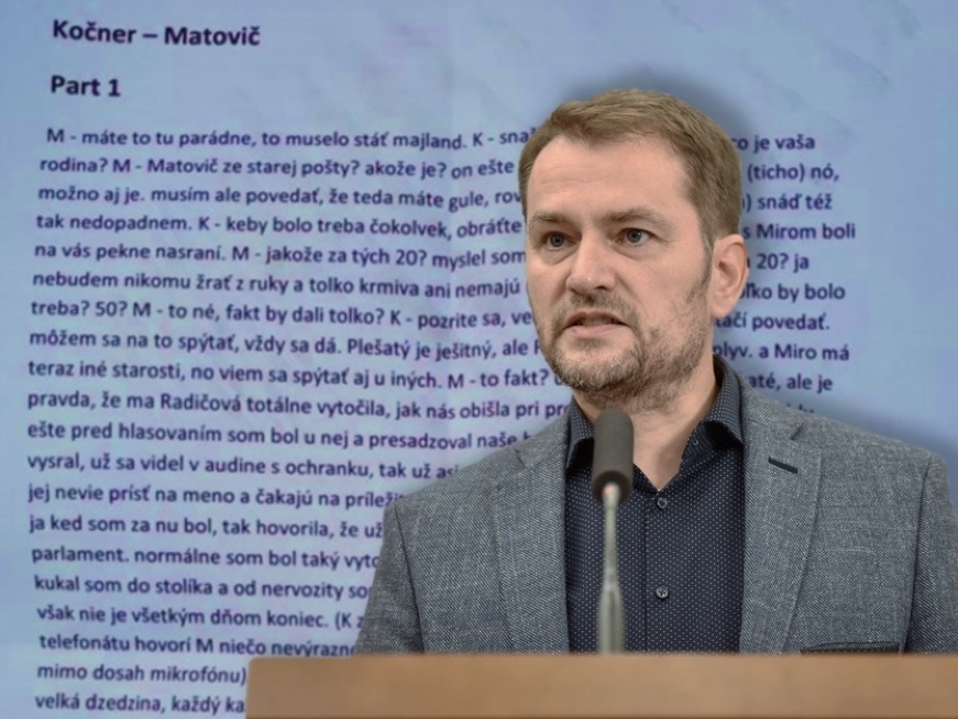 Igor Matovič zverejnil anonymný list, ktorý prezentuje údajný prepis nahrávky medzi ním a Marianom Kočnerom