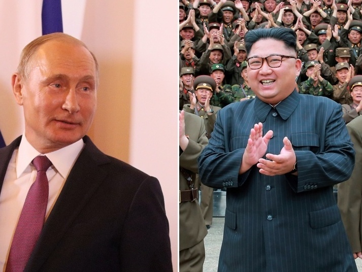 Vladimir Putin a Kim Čong-un