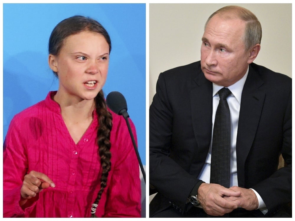 Greta Thunbergová a Vladimir Putin