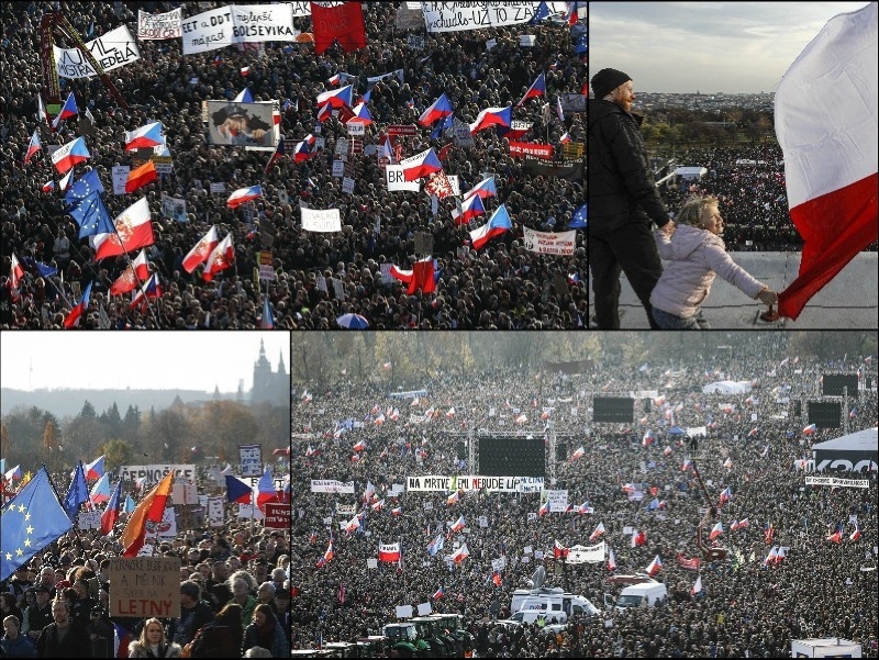 Na dnešnom proteste je zatiaľ podľa odhadov polície ČR vyše 200-tisíc ľudí