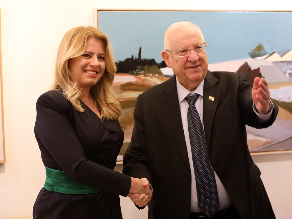 Slovenská prezidentka Zuzana Čaputová a izraelský prezident Reuven Rivlin počas stretnutia v Jeruzaleme.