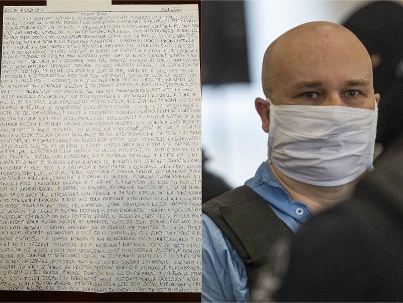 Právoplatne odsúdený Zoltán Andruskó napísal z väzenia list.