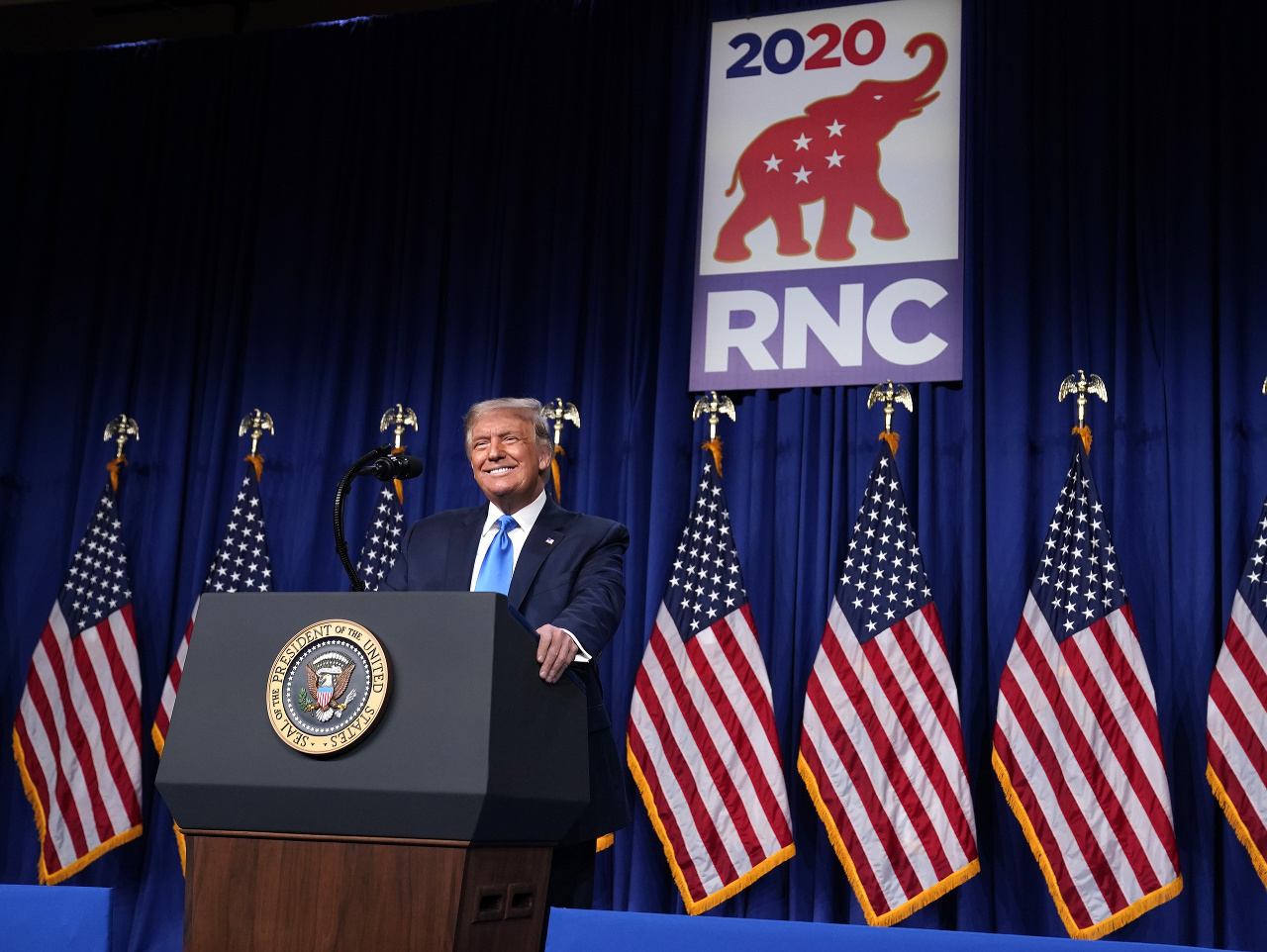 Americký prezident Donald Trump hovorí počas nominačného zjazdu Republikánskej strany
