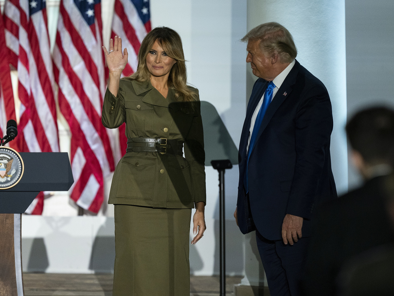 Prvá dáma Melania Trumpová svojho manžela vo svojom príhovore označila za najlepšiu nádej pre budúcnosť Ameriky.